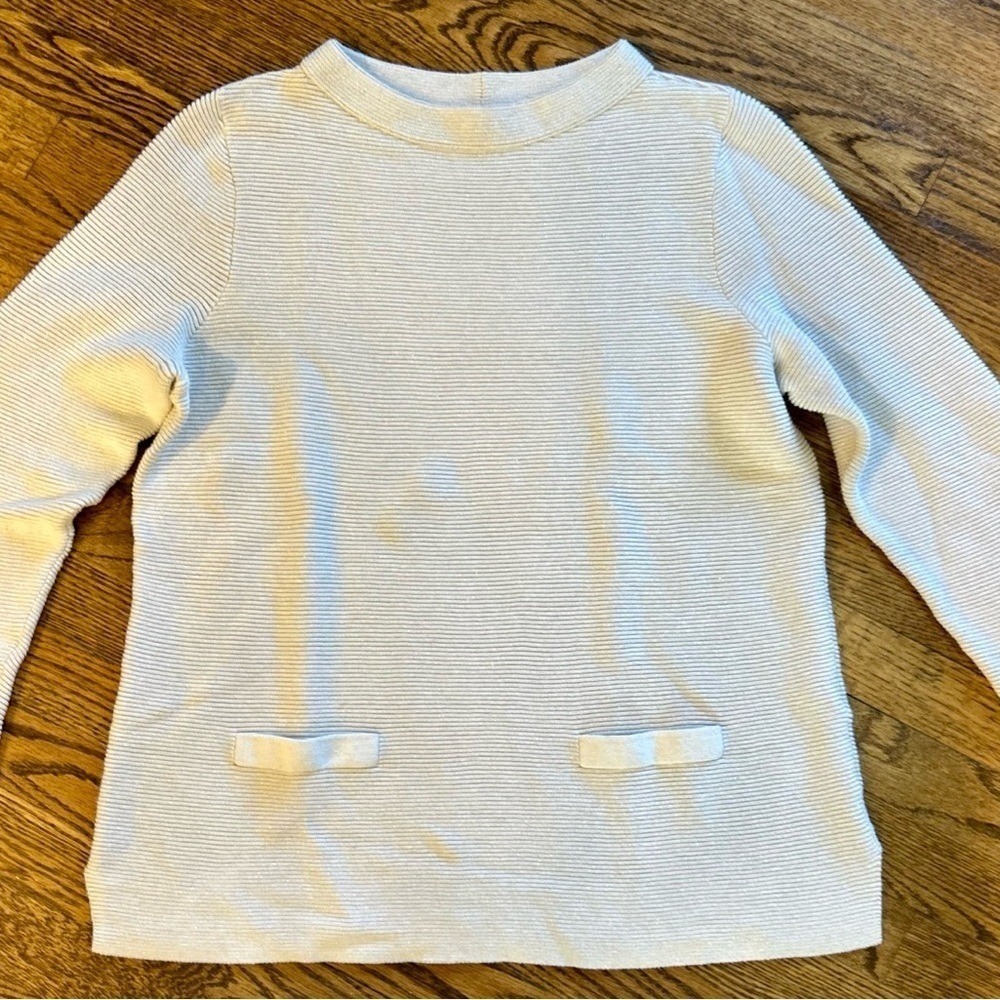 Talbots Women's L Metallic Sparkle Ivory Cream Sweater Quiet Luxury Old Money